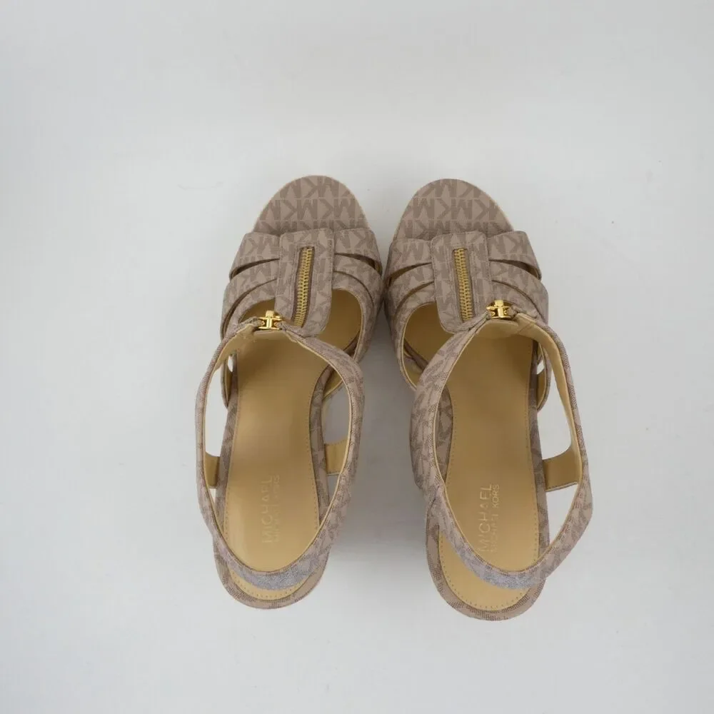 Michael Kors Women's US Size 10 M Vanilla White Wedge Sandals Signature Damita